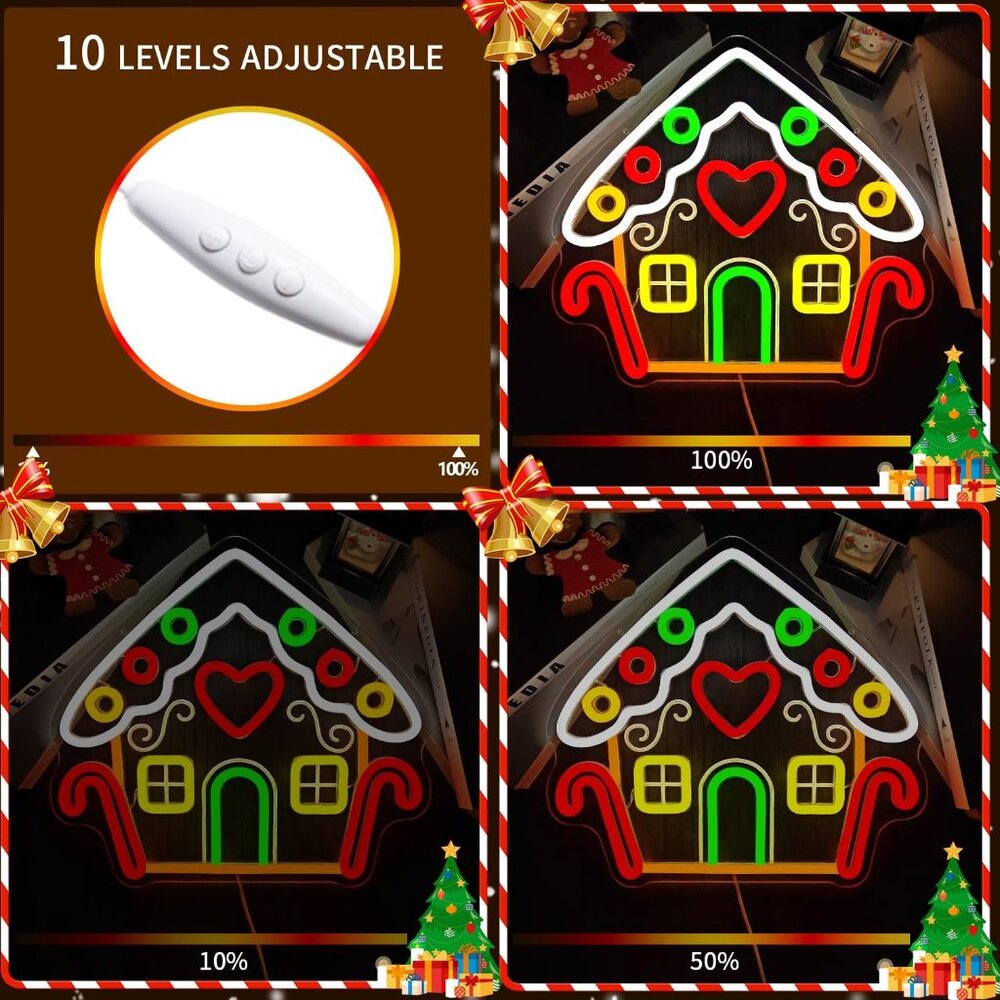New Gingerbread House Neon Sign LED Light for Christmas, Window & Holiday Decor - Picture 4 of 4